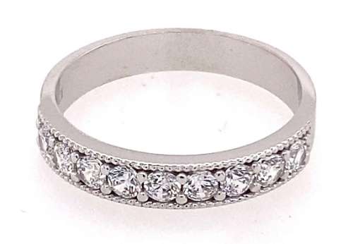 9k / 9ct white gold Eternity RING: simulated diamonds, 4mm wide. Limited!