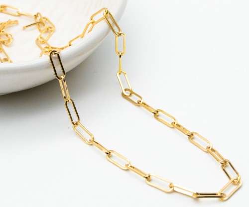 9k / 9ct gold paper clip CHAIN: 4.5mm wide, 55cm