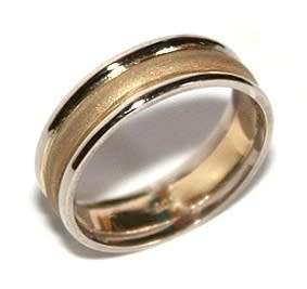 9k / 9ct yellow & white gold Designer BAND: 6mm, size R, S or T