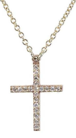 9k / 9ct gold yellow CROSS: micro pavé Diamonds on a 45cm CHAIN