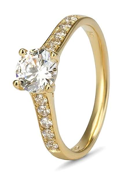 9k / 9ct gold Engagement or Dress RING: simulated diamonds