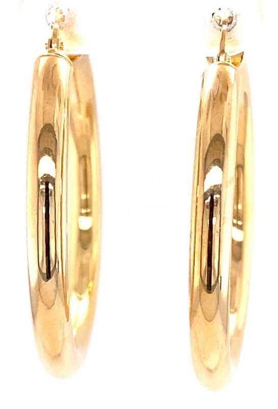 9k / 9ct gold hoop EARRINGS: 38x4mm