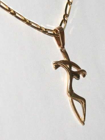 9k / 9ct gold drooping modern CRUCIFIX. Ready for you. Last one!