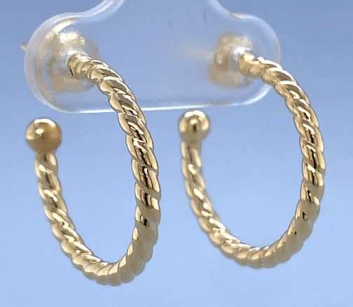 9k / 9ct gold rope Pretty Woman C clips / hoops: 15x2mm