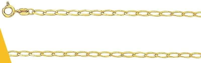 9k / 9ct gold ANKLE CHAIN: long link, 2.2mm wide, 26cm