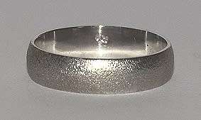 9k / 9ct white gold Wedding Band / Ring, 5mm wide, BLASTED, half round, size P, Q or R