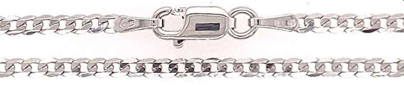 9k / 9ct white gold CHAIN: bevelled curb link, 1.9mm wide, 45cm