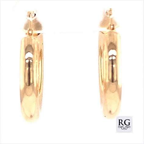 9k / 9ct gold tube hoop EARRINGS: 28x4mm