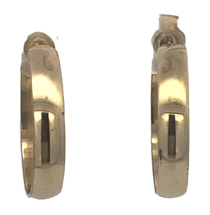 9k / 9ct gold D-shaped half hoop EARRINGS: 22x4mm