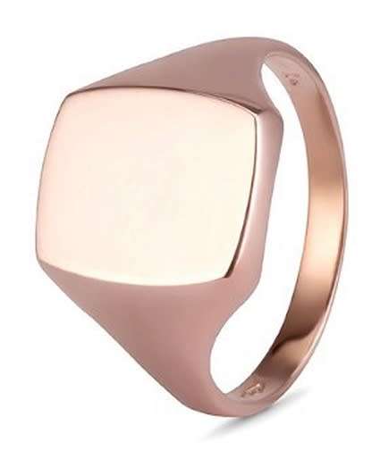 9k / 9ct rose gold cushion Signet RING, 12x14.5mm, size V