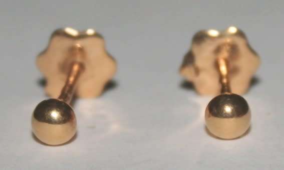 19.2k / 19.2ct Portuguese rose gold 4mm ball stud EARRINGS on screw backs. Ready for you. Last pair!