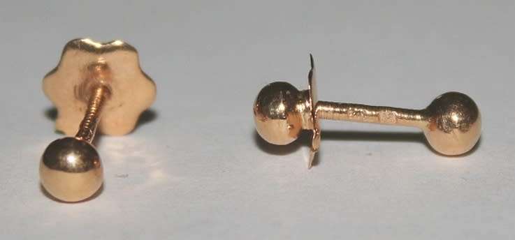 19.2k / 19.2ct Portuguese rose gold 4mm ball stud EARRINGS on screw backs. Ready for you. Last pair!