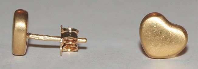 19.2k / 19.2ct Portuguese rose gold sand blasted heart stud EARRINGS. Ready for you. Last pair!