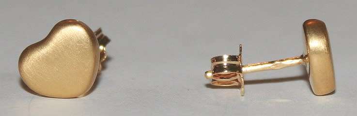 19.2k / 19.2ct Portuguese rose gold sand blasted heart stud EARRINGS. Ready for you. Last pair!