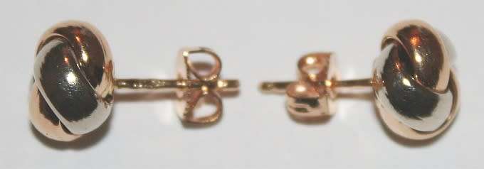 19.2k / 19.2ct Portuguese rose & white gold knot stud EARRINGS. Ready for you. Last pair!