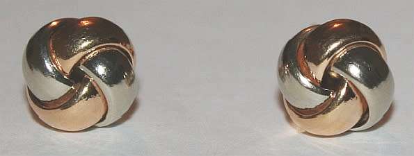 19.2k / 19.2ct Portuguese rose & white gold knot stud EARRINGS. Ready for you. Last pair!