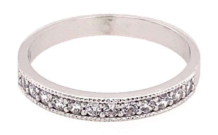 9k / 9ct white gold Eternity RING:  pave simulated diamonds, milgrain. Limited!