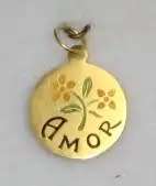 `Amor` enamelled disc: 14.5mm, 19.2k / 19.2ct gold  `Ouro Portugues`. Ready for you. Last one!