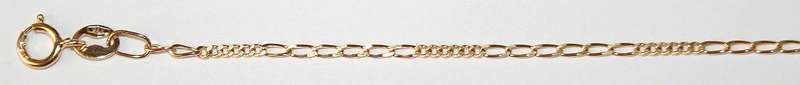 Bracelet: 6+6 Figaro link, 9ct gold