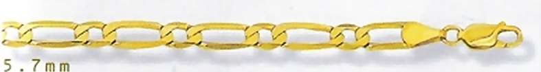 1+1 Figaro BRACELET: 5.7mm wide, 21cm. Solid 9ct gold