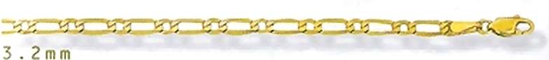 9ct gold CHAIN: 1+1 Figaro, 3.2mm wide, 45cm