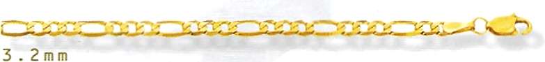 9ct gold BRACELET: 3+1 Concave Figaro, 3.2mm wide, 21cm