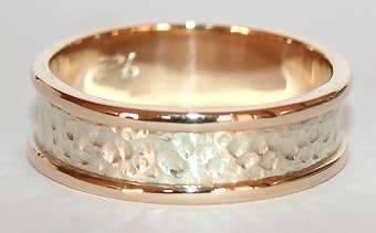 Exclusive, bold 2 tone BAND: 9k / 9ct gold, 7mm wide, size R, S or T