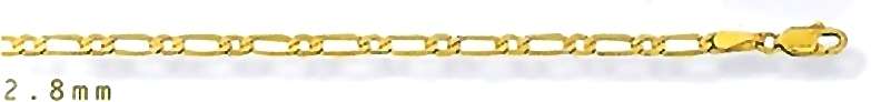 9ct gold ANKLE CHAIN: 1+1 Figaro, 2.8mm wide, 26cm