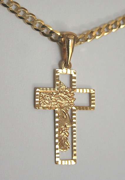 9ct gold Cross with Face of Christ = Unique!