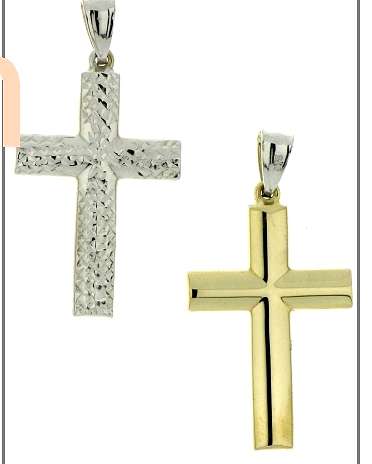 9ct white gold Cross, polished yellow gold back = Reversible