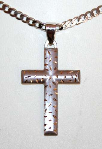 9ct white gold Cross, yellow gold detail =a STUNNER!