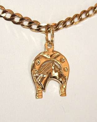 9ct gold Horse on horseshoe Pendant / Charm