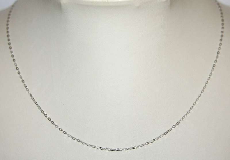 9ct white gold CHAIN: oval anchor, 1.7mm, 45cm. Ready for you