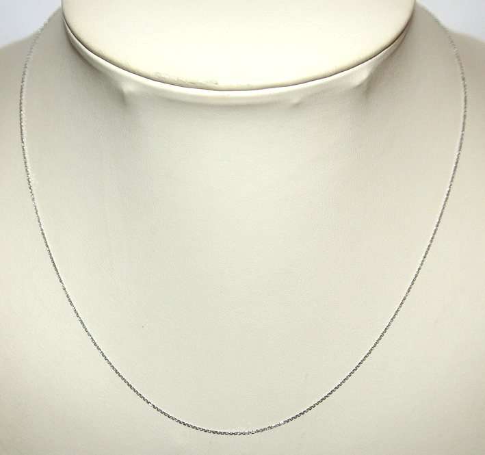 9ct white gold CHAIN: diamond-cut anchor, 1mm wide, 42cm. Ready for you