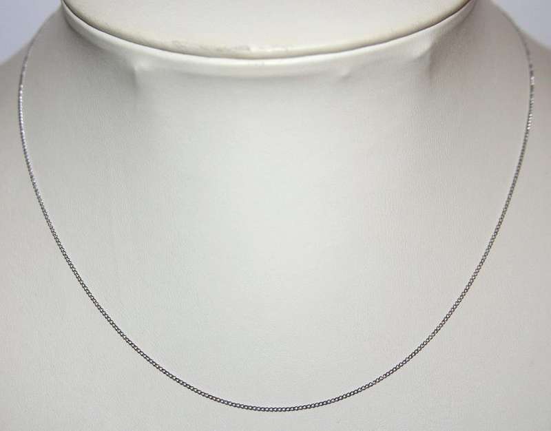 9ct white gold CHAIN: closed curb, 1mm, 45cm. Ready for you