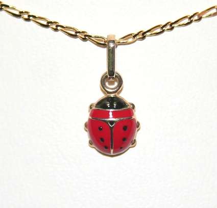 9ct gold enamel ladybird charm / pendant