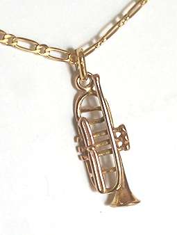 REDUCED MADLY - 9k / 9ct gold TRUMPET charm / pendant. Ready for you. Last one!