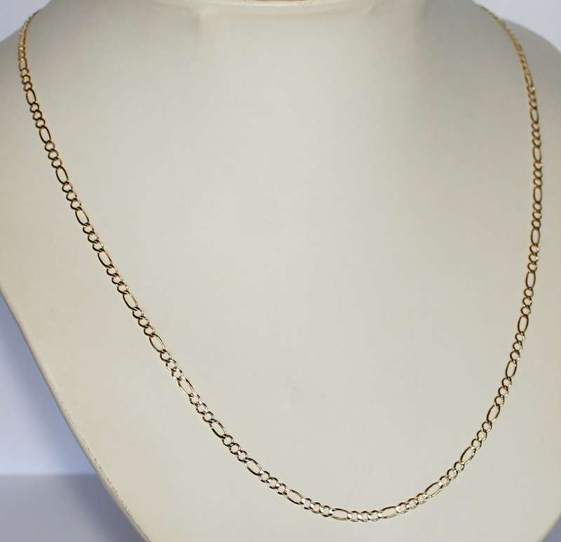 9ct gold CHAIN: 3+1 Concave Figaro, 3.2mm wide, 60cm