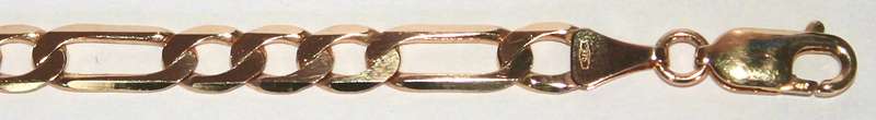 9k / 9ct gold BRACELET: 3+1 Figaro, 6mm wide, 22cm. Ready for you. Last one!