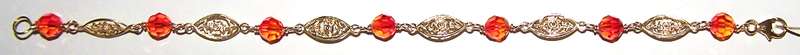 9k / 9ct gold BRACELET, Vivid fire opal Swarovski crystals. Ready for you. Last one!
