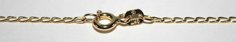 9ct gold BRACELET: Long link, 1.35mm wide, 19cm
