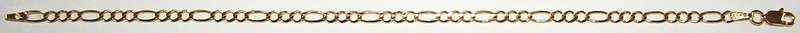 9k / 9ct gold BRACELET: 3+1 Figaro Larga, 3.2mm wide, 21cm. Ready for you. Last one!