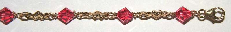 9k / 9ct gold BRACELET: Padparadscha Swarovski crystal. Ready for you. Last one!