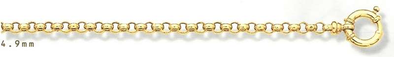 9k / 9ct gold BRACELET: Rolo / Belcher Signoretti, 4.9mm wide, 19cm