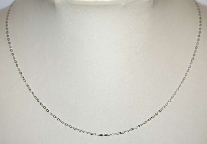 9k / 9ct white gold CHAIN: oval anchor, 1.7mm wide, 50cm