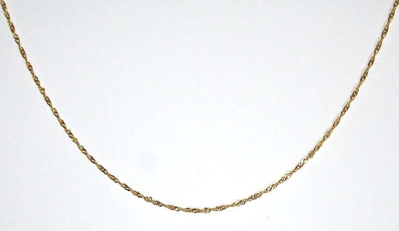 9ct yellow gold CHAIN: Singapore, 1mm wide, 45cm. Ready for you