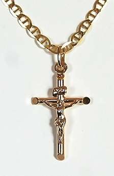 9ct gold classic Crucifix, 34.1mm long. Last one!