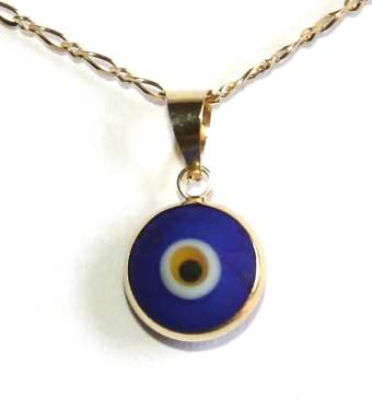 14k / 14ct gold All Seeing Eye / Evil Eye Pendant / Charm, hand painted. Ready for you. Last one!