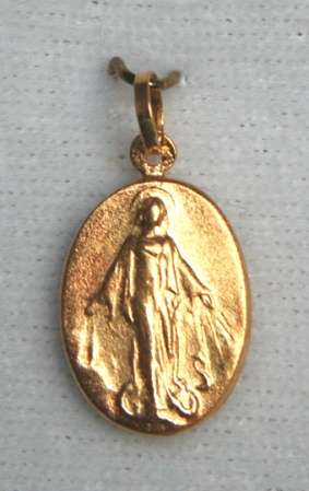 "Miraculous Medal" disc: 19.2ct rose gold = "Ouro Portugues"