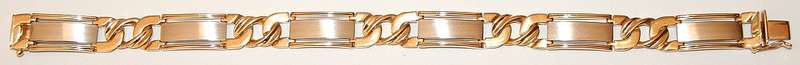 Designer BRACELET: 9k / 9ct yellow & white gold, 11mm wide. Ready for you. UNIQUE. Last one!
